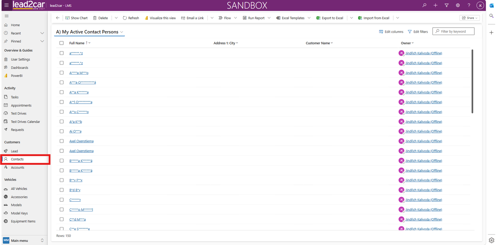Contacts list