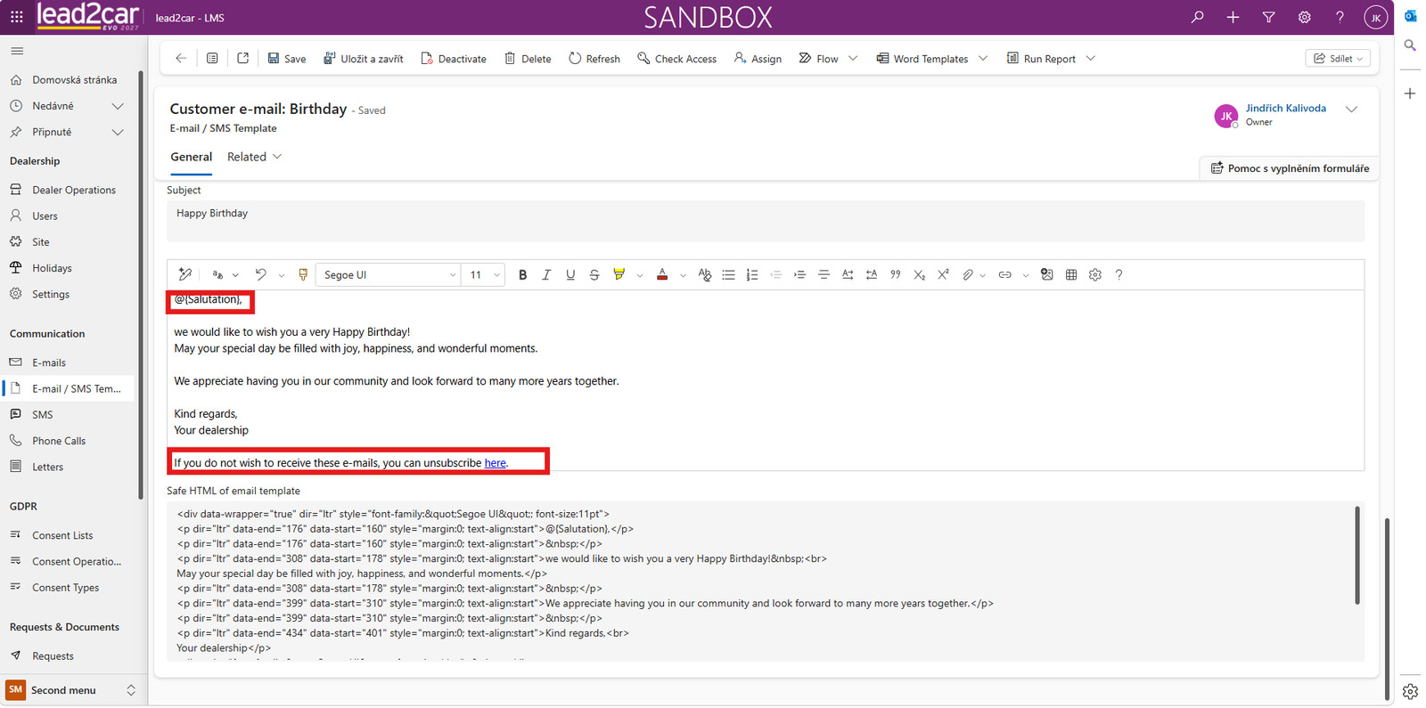 Dynamic Variables and Unsubscribe Link