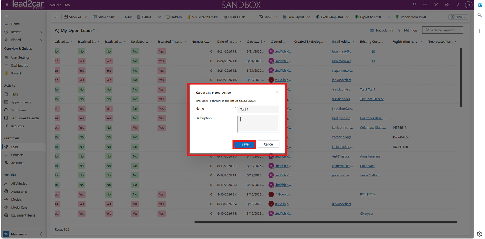 Name and save the custom view