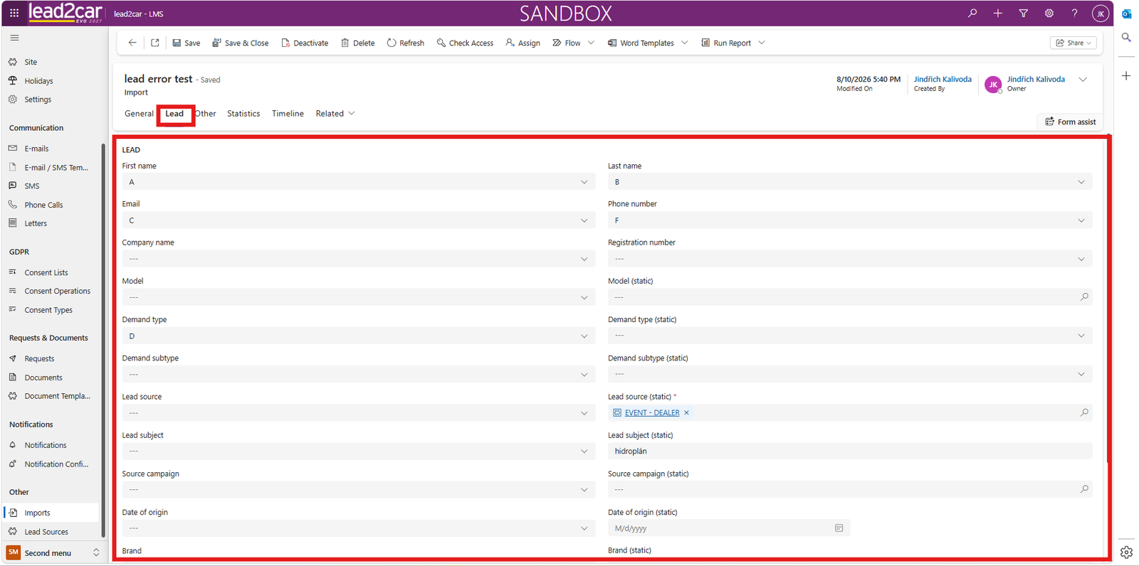 Completed import mapping