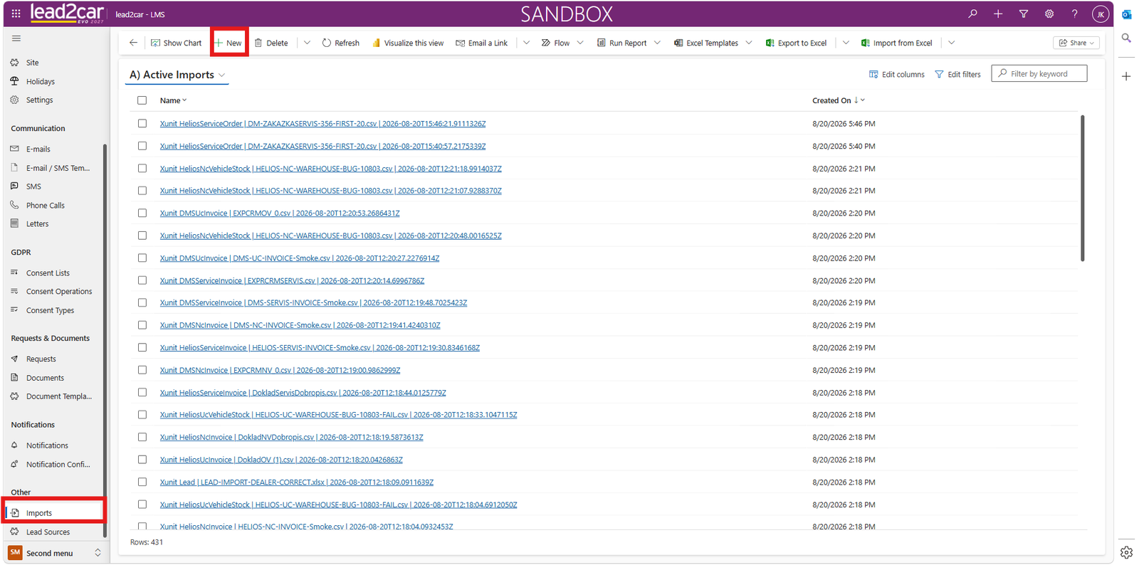 Imports list