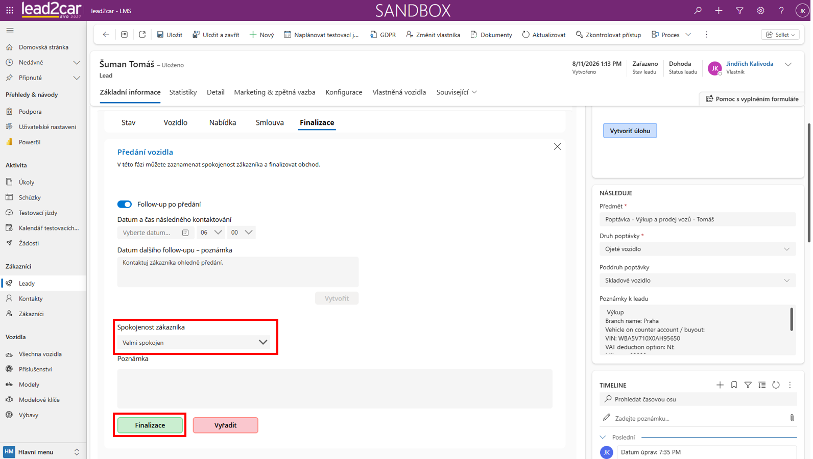 Dokončení LMS leadu